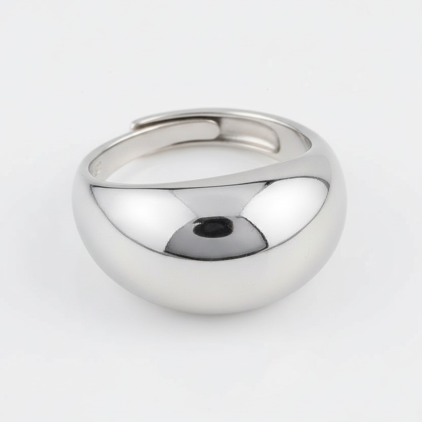 Silver ring on a white background