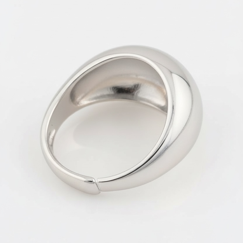Silver ring on a white background