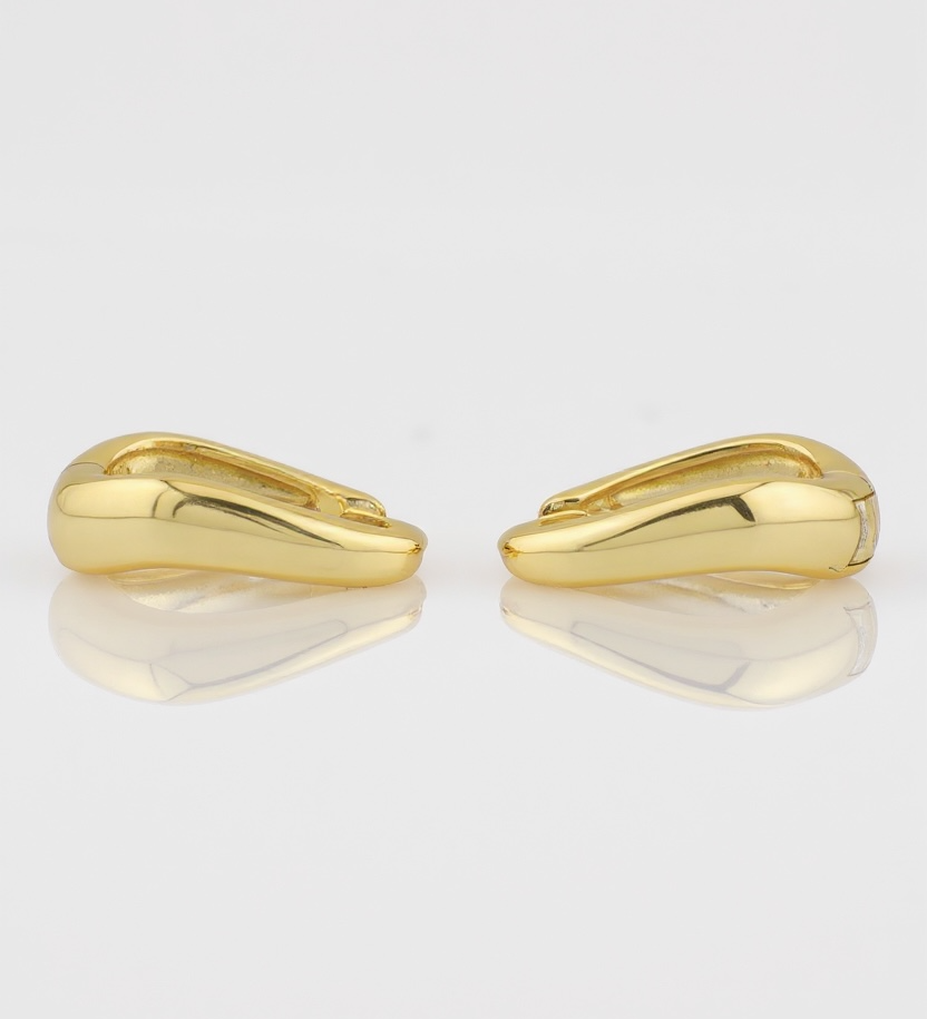 Pair of gold hoop earrings on a white background