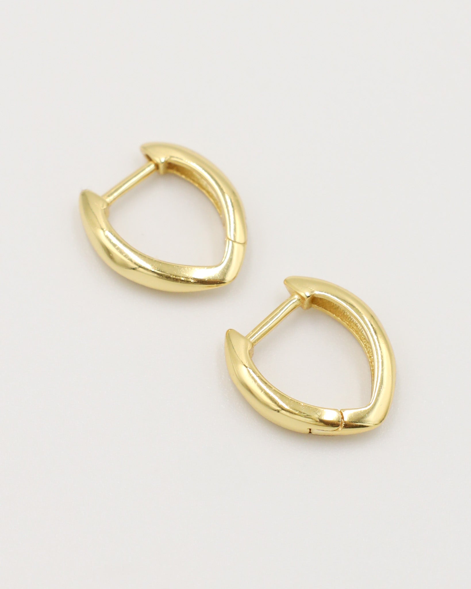 Pair of gold hoop earrings on a white background