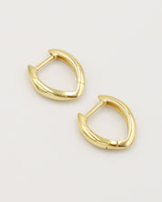 Pair of gold hoop earrings on a white background