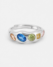 Yumi Ring in 925 sterling silver, additional view showing the colourful stone details