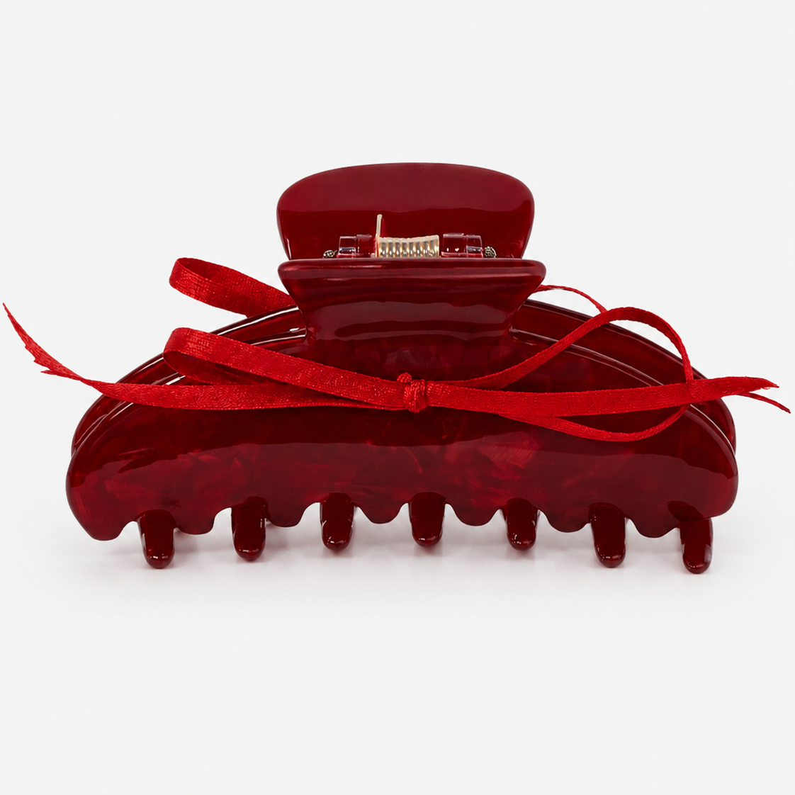 Bow Hairclip in red with a matching ribbon bow by ruru. studios