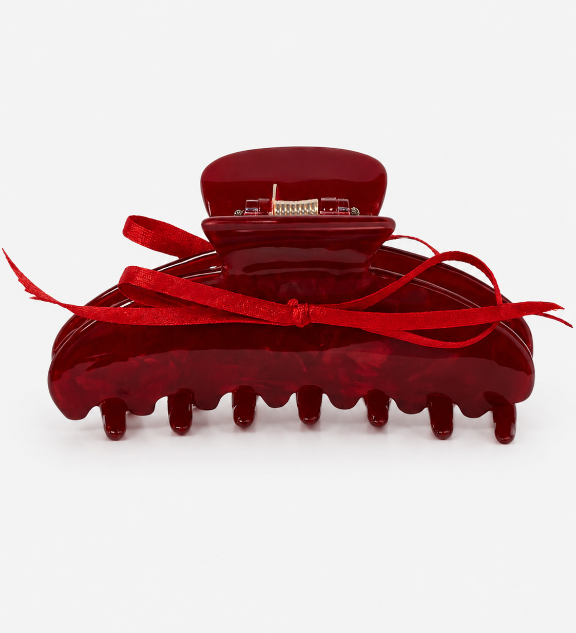 Bow Hairclip in red with a matching ribbon bow by ruru. studios