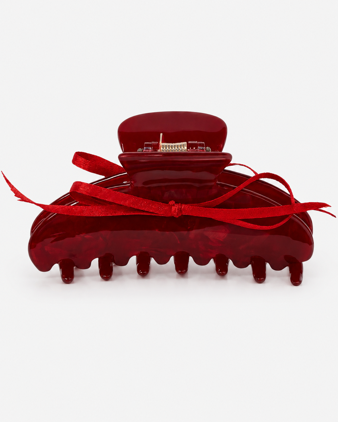 Bow Hairclip in red with a matching ribbon bow by ruru. studios