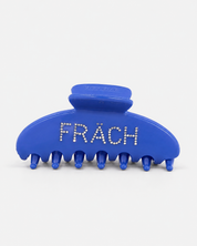 FRÄCH Hairclip in blue with rhinestone lettering by ruru. studios x DEMOND