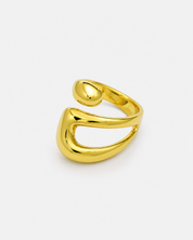 Gold plated adjustable open ring with sculptural design by ruru. studios