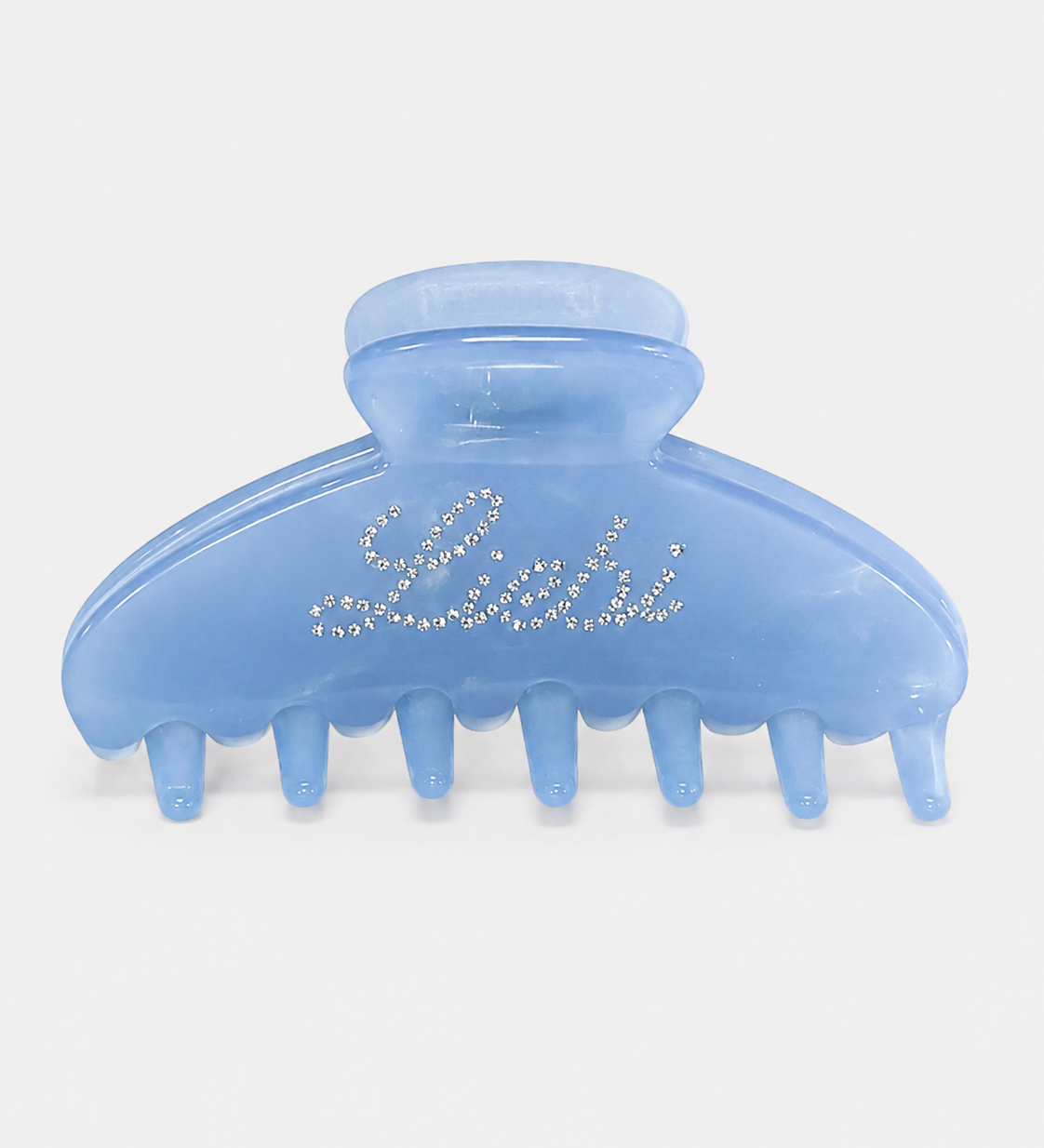 LIEBI Hairclip in light blue with rhinestone lettering by ruru. studios