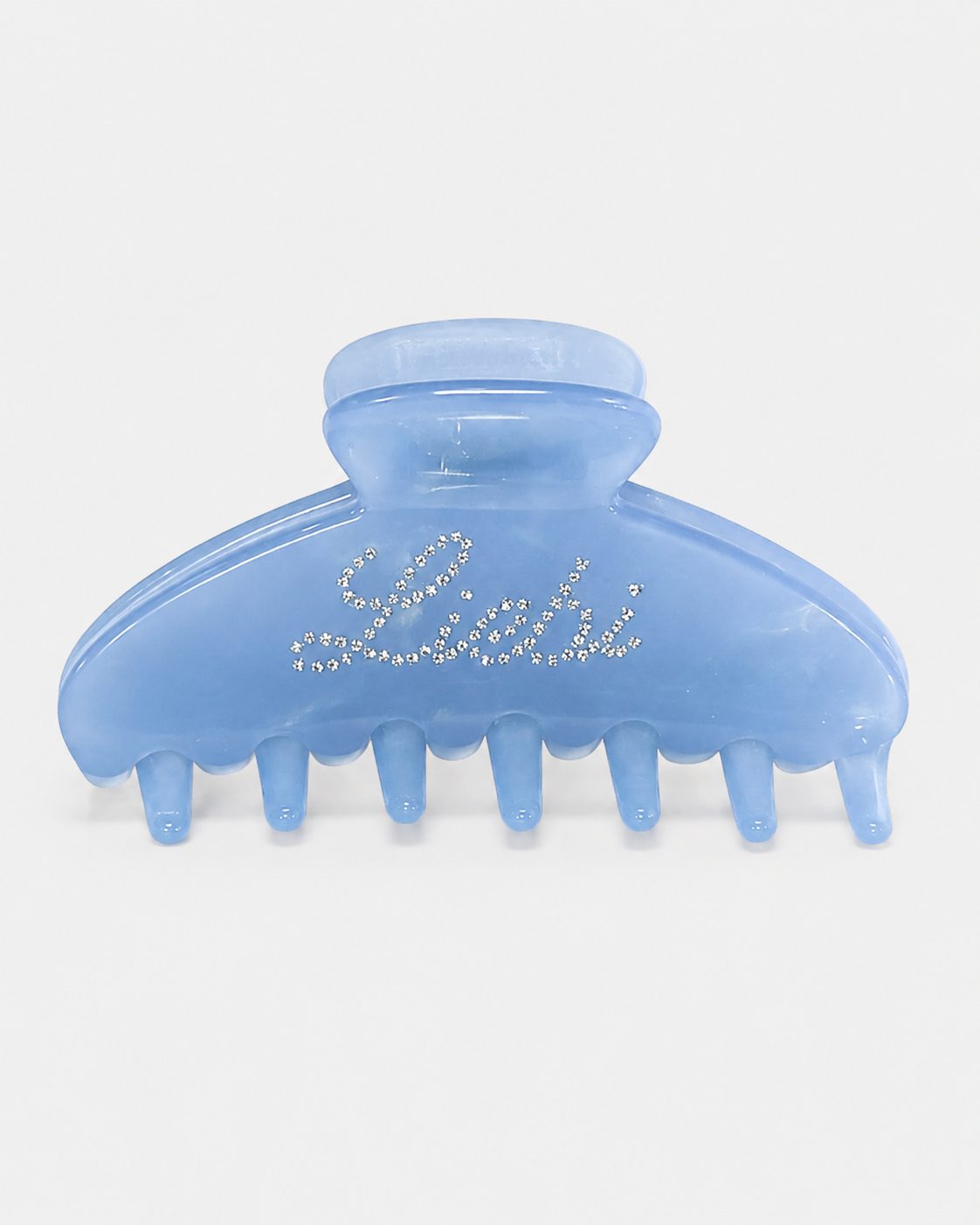 LIEBI Hairclip in light blue with rhinestone lettering by ruru. studios