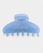LIEBI Hairclip in light blue with rhinestone lettering by ruru. studios